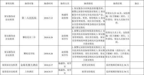治安支隊20018年7-9月隨機抽查結果信息公開表